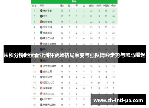 从积分榜起伏看亚洲杯赛场格局演变与强队博弈走势与黑马崛起